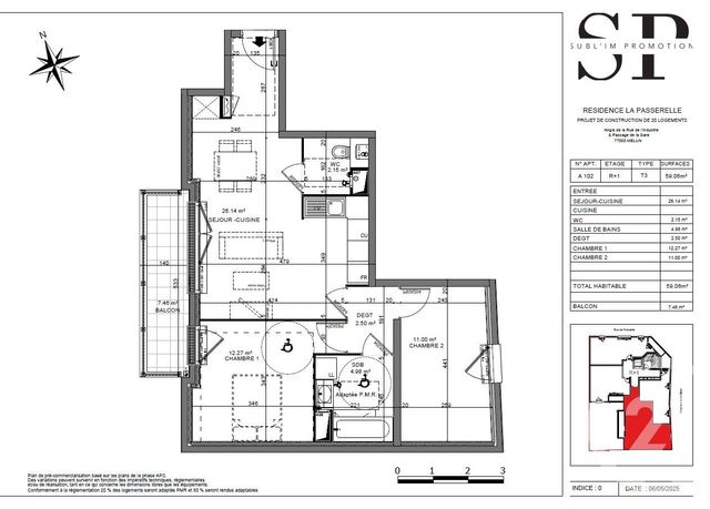 Appartement F3 &agrave; vendre - 3 pi&egrave;ces - 59,06 m2 - Melun - 77 - ILE-DE-FRANCE