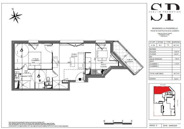 Appartement F2 &agrave; vendre - 2 pi&egrave;ces - 44,71 m2 - Melun - 77 - ILE-DE-FRANCE
