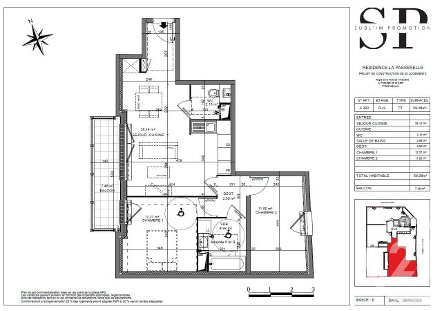 Appartement F3 &agrave; vendre - 3 pi&egrave;ces - 59,06 m2 - Melun - 77 - ILE-DE-FRANCE