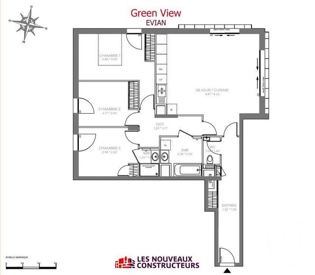 Appartement F4 &agrave; vendre - 4 pi&egrave;ces - 92,46 m2 - Evian Les Bains - 74 - RHONE-ALPES