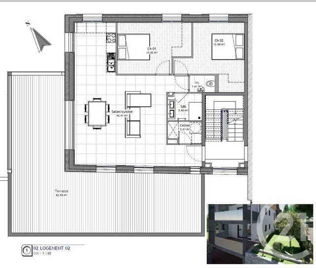 Appartement F3 à vendre - 3 pièces - 76,93 m2 - Neuvecelle - 74 - RHONE-ALPES