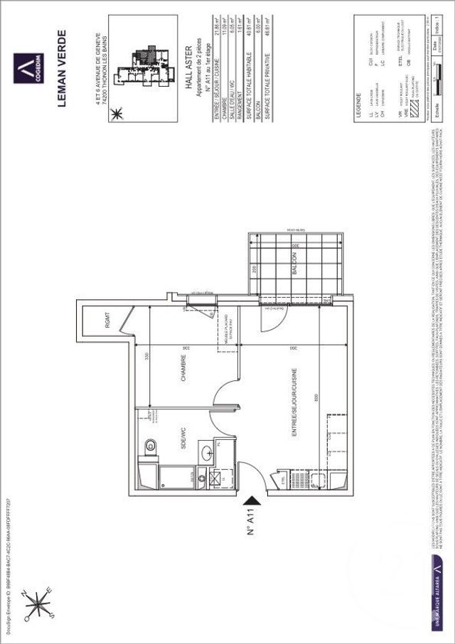 Appartement F2 à louer - 2 pièces - 40,61 m2 - Thonon Les Bains - 74 - RHONE-ALPES