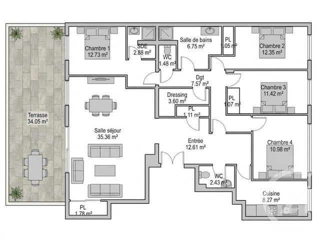 Appartement F5 &agrave; vendre - 5 pi&egrave;ces - 128,43 m2 - Paris - 75017 - ILE-DE-FRANCE