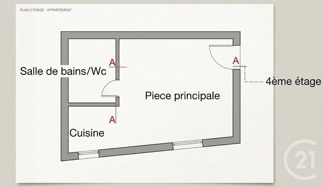 Appartement F1 &agrave; vendre - 1 pi&egrave;ce - 15,80 m2 - Paris - 75020 - ILE-DE-FRANCE