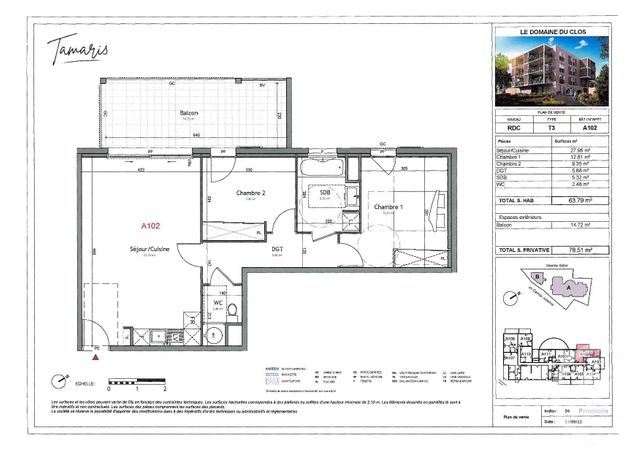 Appartement T3 à vendre - 3 pièces - 63,79 m2 - Ales - 30 - LANGUEDOC-ROUSSILLON