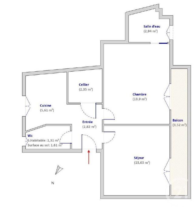 Appartement F2 &agrave; louer - 2 pi&egrave;ces - 42,56 m2 - Paris - 75013 - ILE-DE-FRANCE