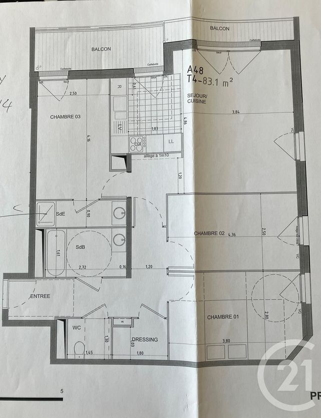 Appartement F4 &agrave; vendre - 4 pi&egrave;ces - 83,10 m2 - Asnieres Sur Seine - 92 - ILE-DE-FRANCE