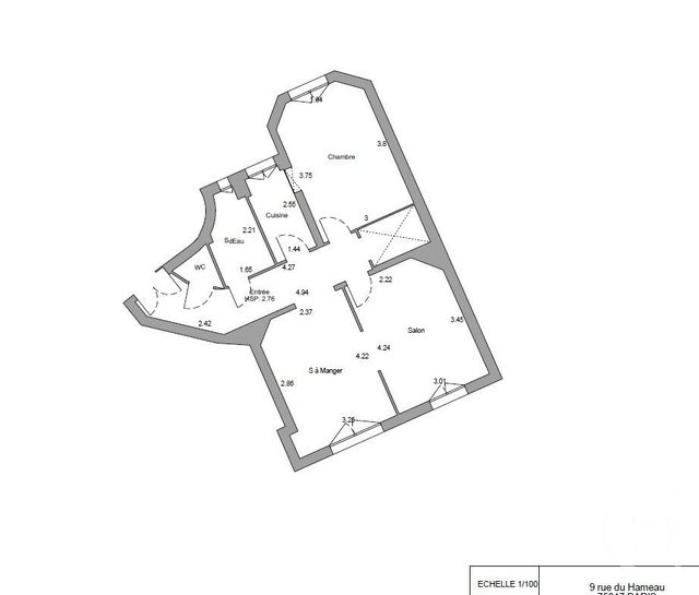 Appartement &agrave; vendre - 3 pi&egrave;ces - 56,90 m2 - Paris - 75015 - ILE-DE-FRANCE