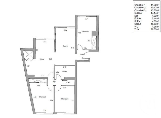 Appartement F4 &agrave; vendre - 4 pi&egrave;ces - 81,53 m2 - Paris - 75015 - ILE-DE-FRANCE