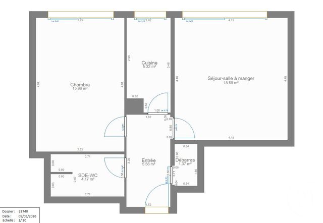 Appartement T2 &agrave; vendre - 2 pi&egrave;ces - 50,84 m2 - Paris - 75015 - ILE-DE-FRANCE