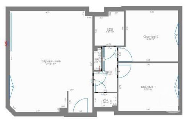 Appartement &agrave; vendre - 3 pi&egrave;ces - 53,84 m2 - Paris - 75015 - ILE-DE-FRANCE