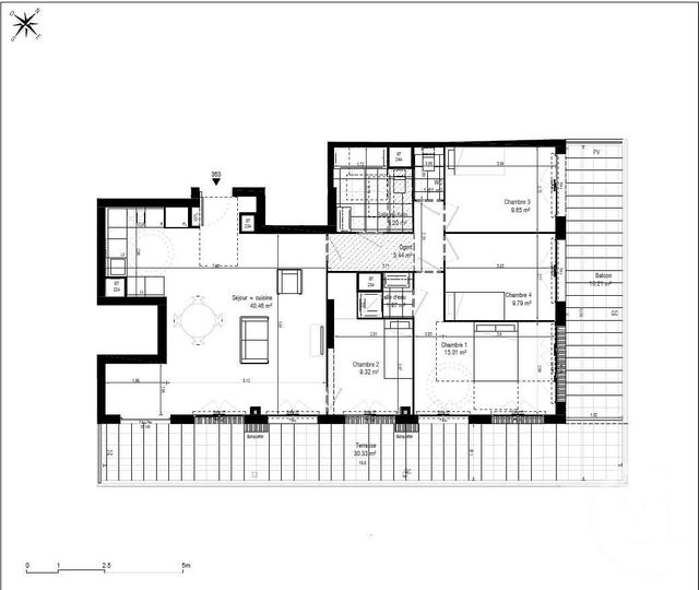 Appartement &agrave; vendre - 5 pi&egrave;ces - 99,45 m2 - Massy - 91 - ILE-DE-FRANCE