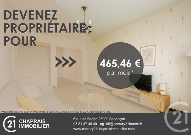 Appartement F3 à vendre - 3 pièces - 56,29 m2 - Besancon - 25 - FRANCHE-COMTE