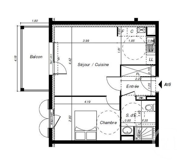 Appartement T2 &agrave; louer - 2 pi&egrave;ces - 45,08 m2 - Les Rousses - 39 - FRANCHE-COMTE