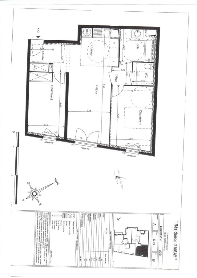 Appartement F3 &agrave; louer - 3 pi&egrave;ces - 60,40 m2 - Sartrouville - 78 - ILE-DE-FRANCE