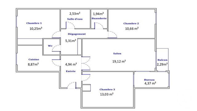 Appartement F4 à vendre - 4 pièces - 82,11 m2 - Colombes - 92 - ILE-DE-FRANCE