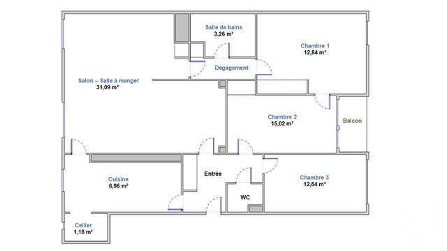 Appartement F4 &agrave; vendre - 4 pi&egrave;ces - 90,84 m2 - Colombes - 92 - ILE-DE-FRANCE