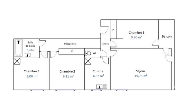 Appartement a vendre  - 4 pièce(s) - 67.92 m2 - Surfyn