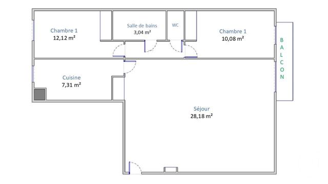 Appartement F3 &agrave; vendre - 3 pi&egrave;ces - 64,31 m2 - Colombes - 92 - ILE-DE-FRANCE