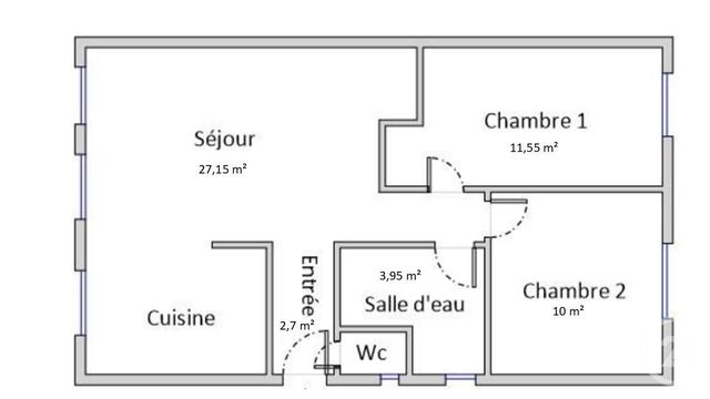 Appartement F3 &agrave; vendre - 3 pi&egrave;ces - 56,27 m2 - Colombes - 92 - ILE-DE-FRANCE