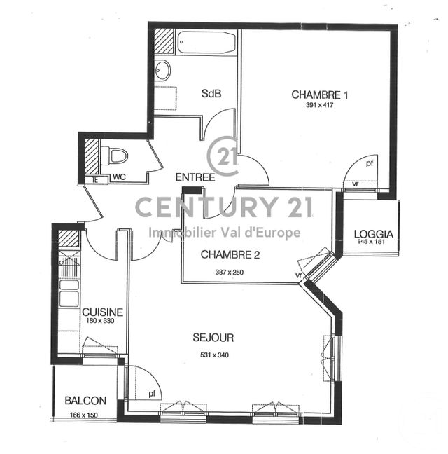 Appartement F3 &agrave; louer - 3 pi&egrave;ces - 63,87 m2 - Bussy St Georges - 77 - ILE-DE-FRANCE