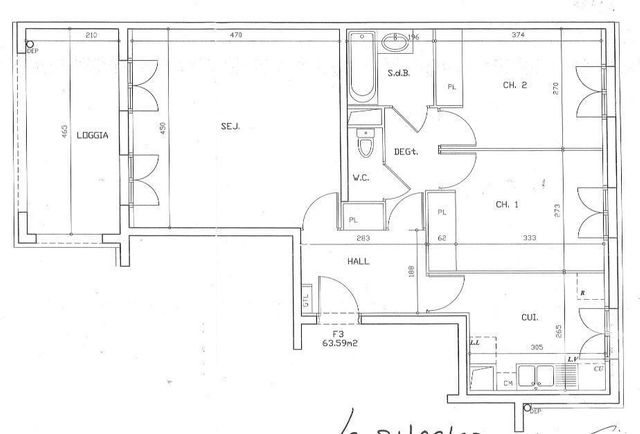 Appartement F3 &agrave; louer - 3 pi&egrave;ces - 63,59 m2 - Serris - 77 - ILE-DE-FRANCE