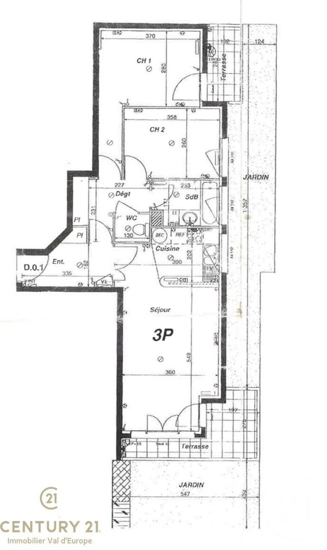 Appartement F3 &agrave; louer - 3 pi&egrave;ces - 63,16 m2 - Montevrain - 77 - ILE-DE-FRANCE