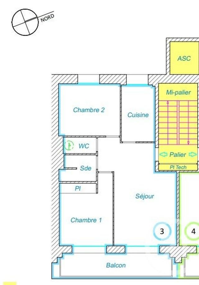 Appartement F3 à vendre - 3 pièces - 49,75 m2 - St Nazaire - 44 - PAYS-DE-LOIRE