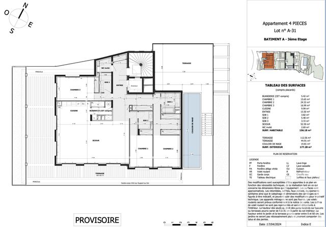 Appartement F4 à vendre - 4 pièces - 156,18 m2 - Eze - 06 - PROVENCE-ALPES-COTE-D-AZUR