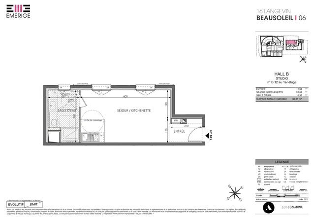 Appartement F1 &agrave; vendre - 1 pi&egrave;ce - 30,21 m2 - Beausoleil - 06 - PROVENCE-ALPES-COTE-D-AZUR
