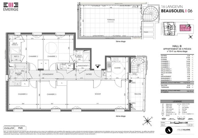 Appartement F5 &agrave; vendre - 5 pi&egrave;ces - 112,75 m2 - Beausoleil - 06 - PROVENCE-ALPES-COTE-D-AZUR
