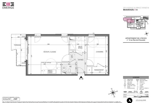 Appartement F2 &agrave; vendre - 2 pi&egrave;ces - 54,22 m2 - Beausoleil - 06 - PROVENCE-ALPES-COTE-D-AZUR