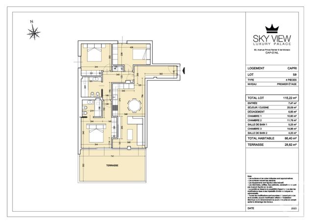 Appartement F4 à vendre - 4 pièces - 86,40 m2 - Cap D Ail - 06 - PROVENCE-ALPES-COTE-D-AZUR