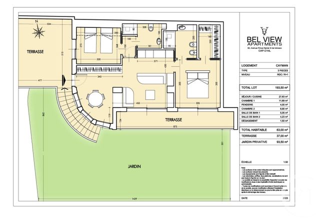 Appartement F3 à vendre - 3 pièces - 63 m2 - Cap D Ail - 06 - PROVENCE-ALPES-COTE-D-AZUR
