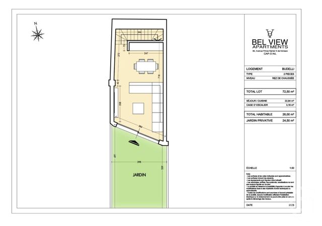Appartement F2 à vendre - 2 pièces - 48 m2 - Cap D Ail - 06 - PROVENCE-ALPES-COTE-D-AZUR