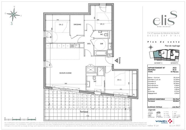 Appartement F4 &agrave; vendre - 4 pi&egrave;ces - 93,72 m2 - Cap D Ail - 06 - PROVENCE-ALPES-COTE-D-AZUR