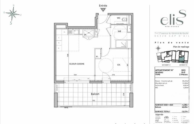 Appartement F2 &agrave; louer - 2 pi&egrave;ces - 44,84 m2 - Cap D Ail - 06 - PROVENCE-ALPES-COTE-D-AZUR