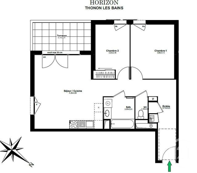 Appartement F3 à vendre - 3 pièces - 64,86 m2 - Thonon Les Bains - 74 - RHONE-ALPES