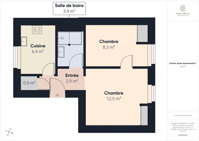 Appartement F2 &agrave; vendre - 2 pi&egrave;ces - 34,59 m2 - Rambouillet - 78 - ILE-DE-FRANCE