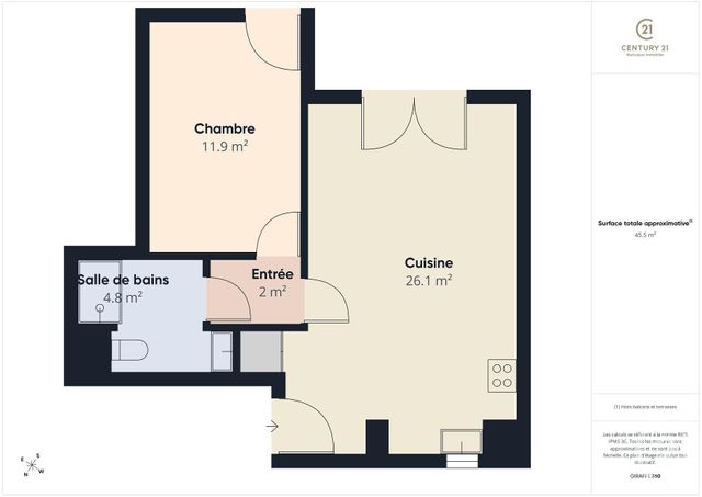 Appartement F2 &agrave; vendre - 2 pi&egrave;ces - 45,19 m2 - Rambouillet - 78 - ILE-DE-FRANCE