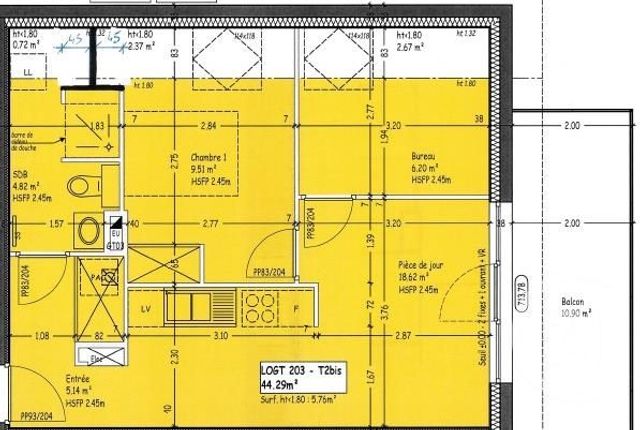 Appartement T2 &agrave; louer - 2 pi&egrave;ces - 44,29 m2 - Les Premiers Sapins - 25 - FRANCHE-COMTE