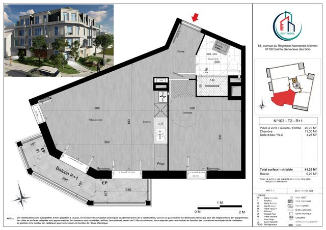 Appartement F2 &agrave; vendre - 2 pi&egrave;ces - 41,25 m2 - Ste Genevieve Des Bois - 91 - ILE-DE-FRANCE