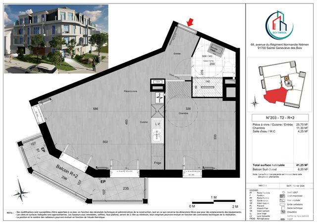 Appartement F2 &agrave; vendre - 2 pi&egrave;ces - 41,25 m2 - Ste Genevieve Des Bois - 91 - ILE-DE-FRANCE