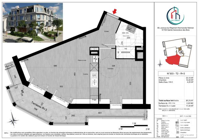 Appartement F2 &agrave; vendre - 2 pi&egrave;ces - 37,75 m2 - Ste Genevieve Des Bois - 91 - ILE-DE-FRANCE