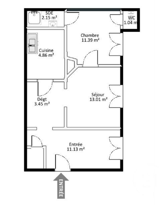 Appartement F2 bis &agrave; vendre - 2 pi&egrave;ces - 47,03 m2 - Versailles - 78 - ILE-DE-FRANCE