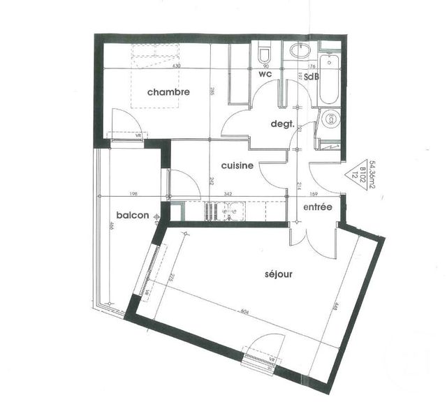 Appartement F2 &agrave; louer - 2 pi&egrave;ces - 54,36 m2 - Bayonne - 64 - AQUITAINE