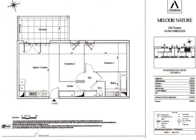 Appartement F3 &agrave; louer - 3 pi&egrave;ces - 56,60 m2 - Fabregues - 34 - LANGUEDOC-ROUSSILLON