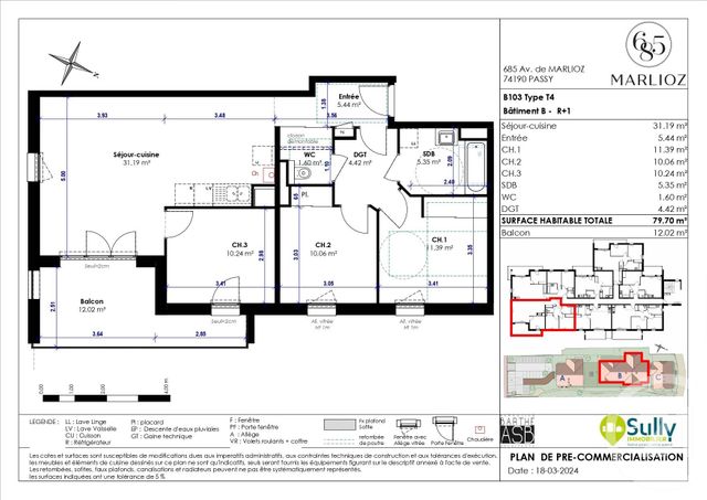 Appartement F4 &agrave; vendre - 4 pi&egrave;ces - 79,70 m2 - Passy - 74 - RHONE-ALPES