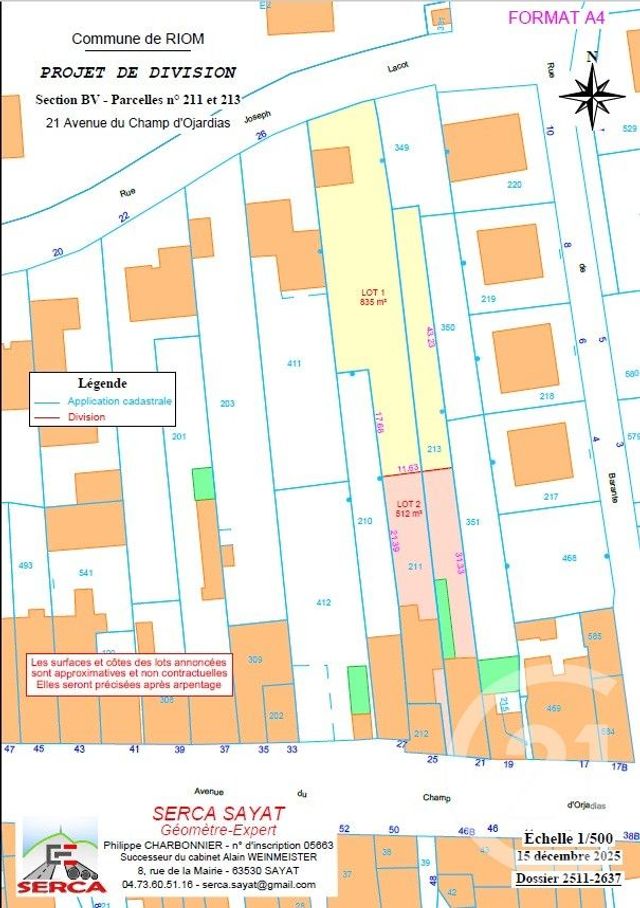 Terrain &agrave; vendre - 800 m2 - Riom - 63 - AUVERGNE