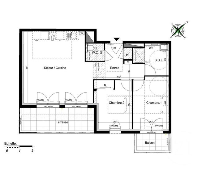 Appartement F3 &agrave; vendre - 3 pi&egrave;ces - 67,18 m2 - St Herblain - 44 - PAYS-DE-LOIRE